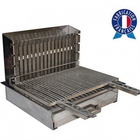 Barbecue Tonio au Charbon de Bois Encastrable Tout Inox avec Grille