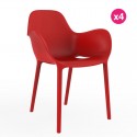 Lot de 4 Chaises Sabinas Vondom Rouge