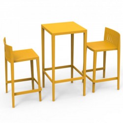 Ensemble Spritz table et 2 tabourets Vondom hauteur d'assise 66cm jaune