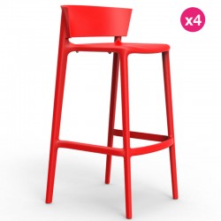 Set di 4 sgabelli da bar Vondom Africa altezza seduta 74,5 cm rosso