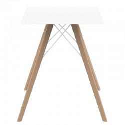 Dining table Vondom Faz Wood white square top and natural oak feet