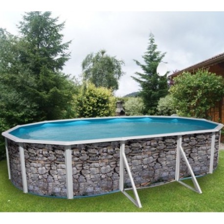 Piscina fuori terra TOI Ovale pietra grigia 640x366xH120 con kit completo