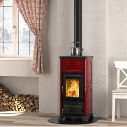 Estufa de leña Nordica Extraflame Emiliana 6.5kW burdeos