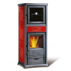 Wood stove with Nordica Extraflame Rossella oven plus 9.1kW Liberty burgundy
