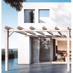 Lean-to pergola in raw wood Sevilla 5x4m 20m2