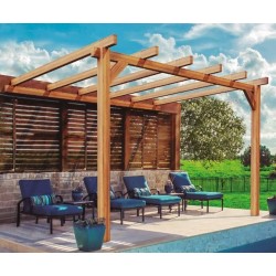 Pergola adossée en bois brut Andorra 4x3m 12m2