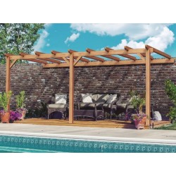 Palma 5x4m 20m2 Pergola addossata in legno grezzo