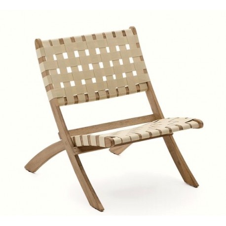 Beli opklapbare fauteuil in massief hout en crèmekleurig touw VeryForma