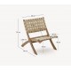 Beli opklapbare fauteuil in massief hout en crèmekleurig touw VeryForma