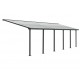 Olympia 3x7,30m grijze aluminium en Canopia polycarbonaat wandpergola